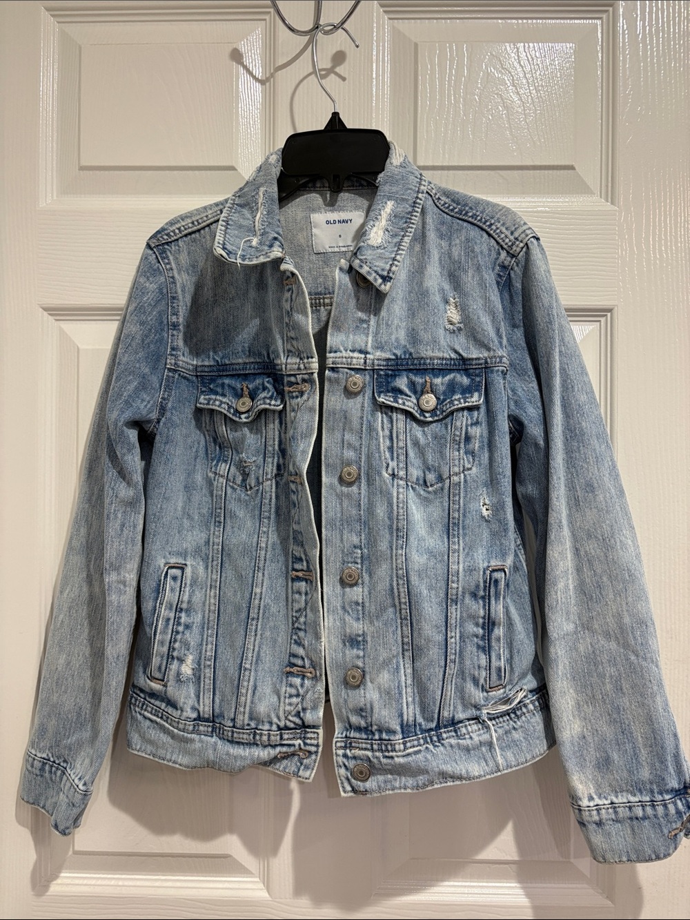 Old Navy Light Wash Distressed Denim Jean Jacket